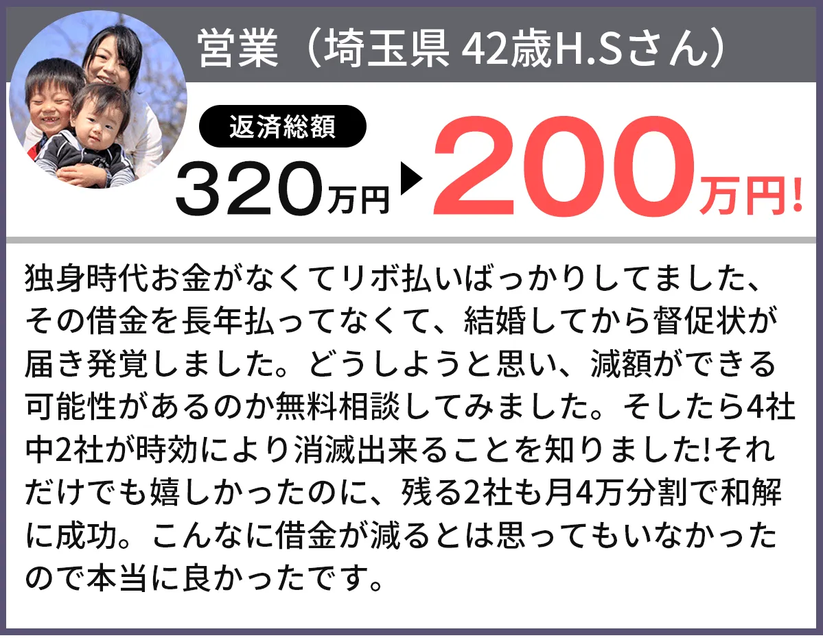 借金が320万円から45万円になりました!